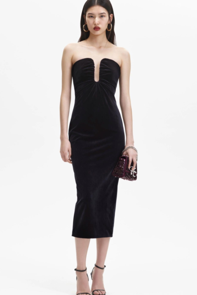 Velvet Strapless Midi Dress | Dress In Beauty