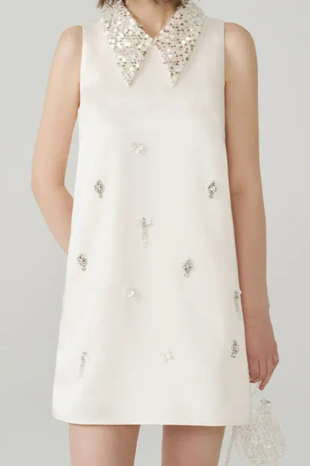 Back view of Elif Sleeveless Embellished Mini Dress