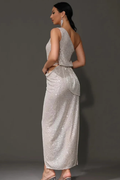 One Shoulder Sequins Cut Out Split Maxi Dress | Dress In Beauty
