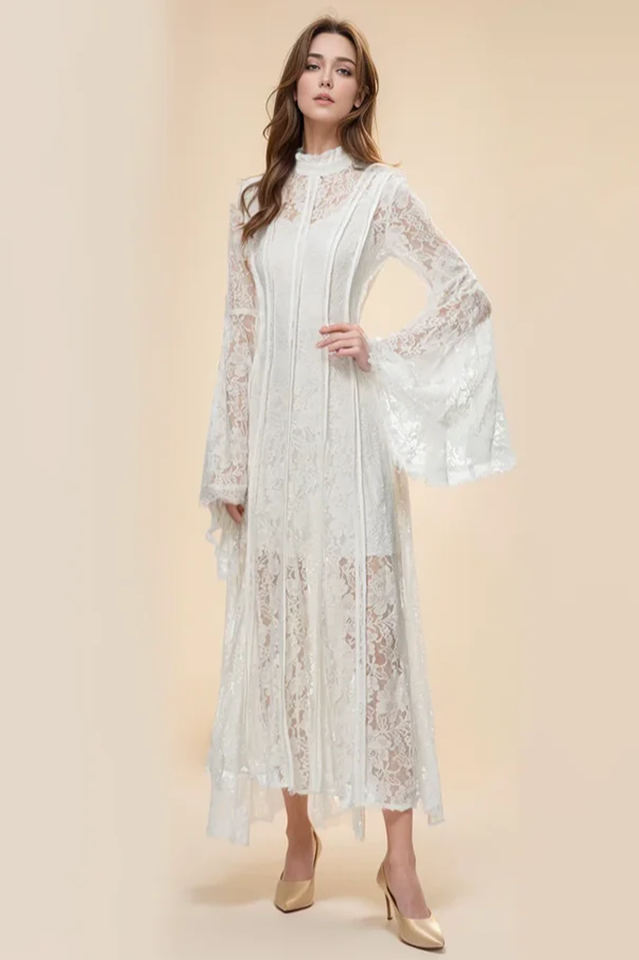 Milena Lace Ruffled Long Dress | Dress In Beauty