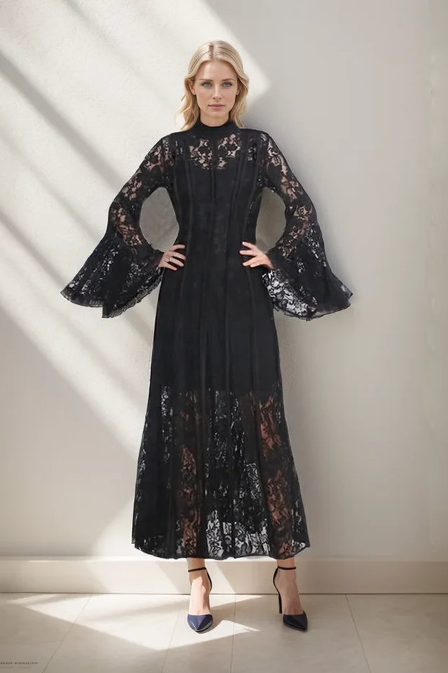 Milena Lace Ruffled Long Dress | Dress In Beauty