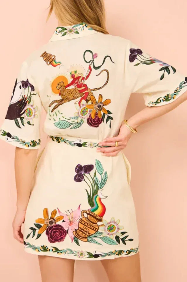 Belted Linen Blend Shirt Dress Secondary image