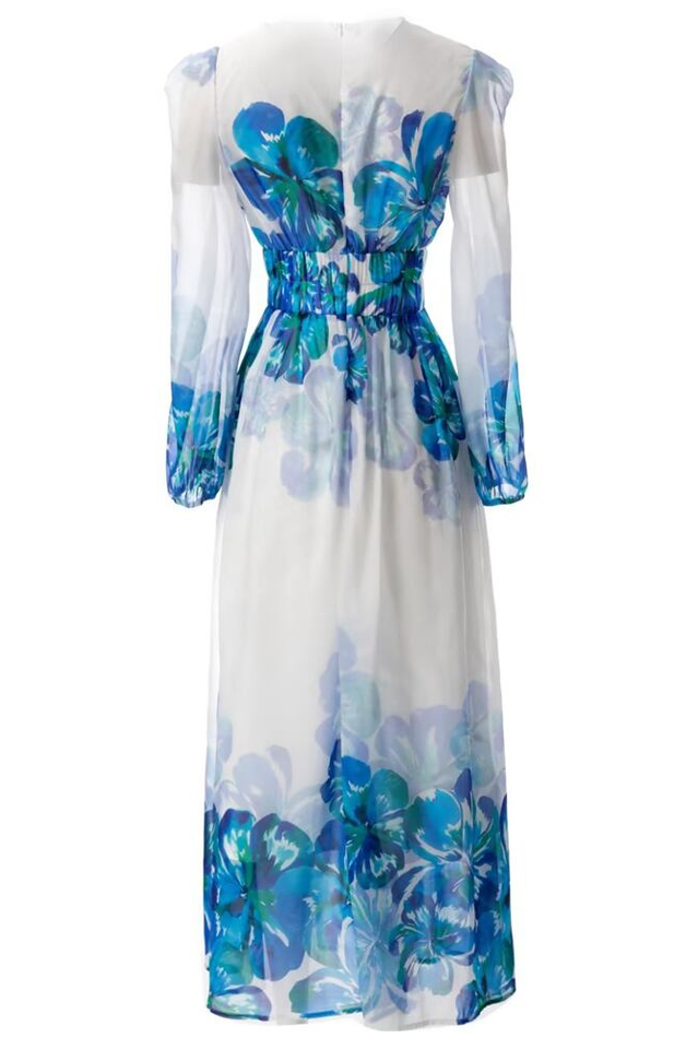 Long Sleeve V Neck Print Midi Dress | Dress In Beauty