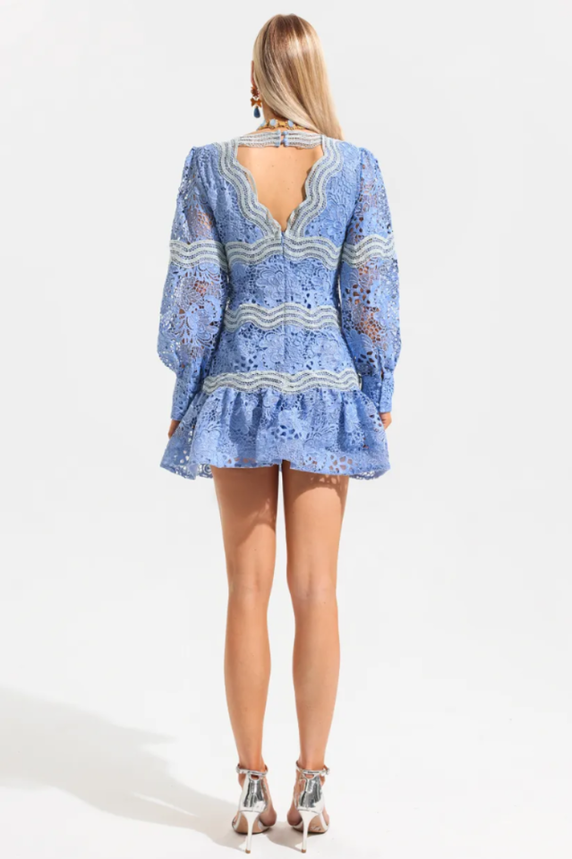 V-Neck Puff Sleeve Lace Mini Dress | Dress In Beauty