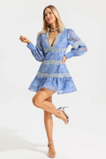 V-Neck Puff Sleeve Lace Mini Dress | Dress In Beauty