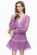 V-Neck Puff Sleeve Lace Mini Dress | Dress In Beauty