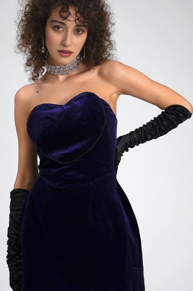 Off Shoulder Heart Velvet Mini Dress | Dress In Beauty