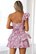 One Shoulder Ruffled Cutout Mini Dress | Dress In Beauty