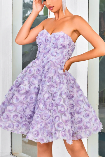 Strapless 3D Floral A Line Dress | Dress In Beauty