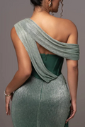 Green Celestina Draped Maxi Dress | Dress In Beauty