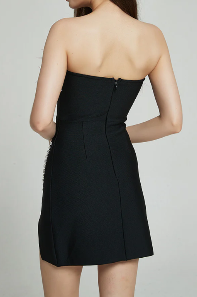 Feather Trimmed Pink Crepe Mini Dress | Dress In Beauty