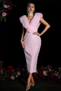 Pink Sleeveless Faux Fur Midi Dress | Dress In Beauty