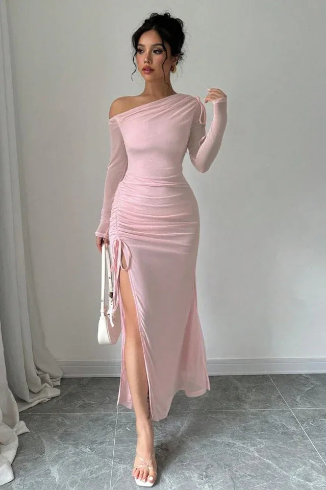 Asymmetrical Neck Maxi Dress Secondary image