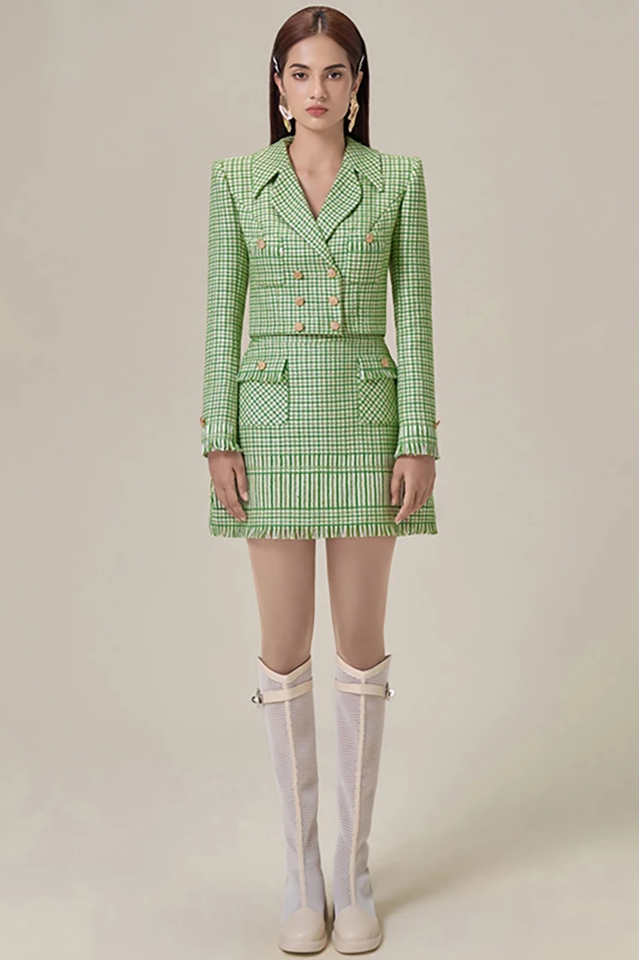 Textured Double Breasted Blazer & Skirt Set | Dress In Beauty