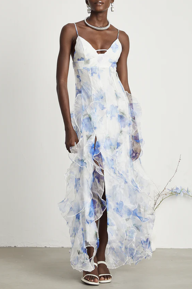 NOÉMIE Ruffled Floral Print Midi Dress | Dress In Beauty