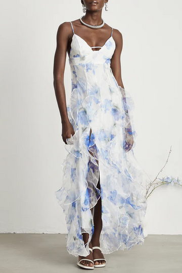 NOÉMIE Ruffled Floral Print Midi Dress | Dress In Beauty