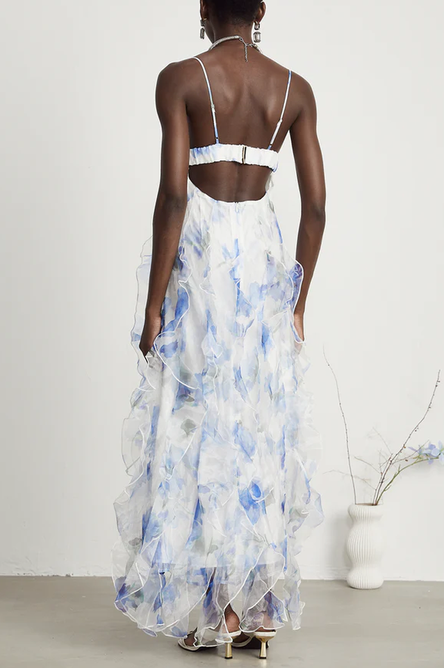 NOÉMIE Ruffled Floral Print Midi Dress | Dress In Beauty