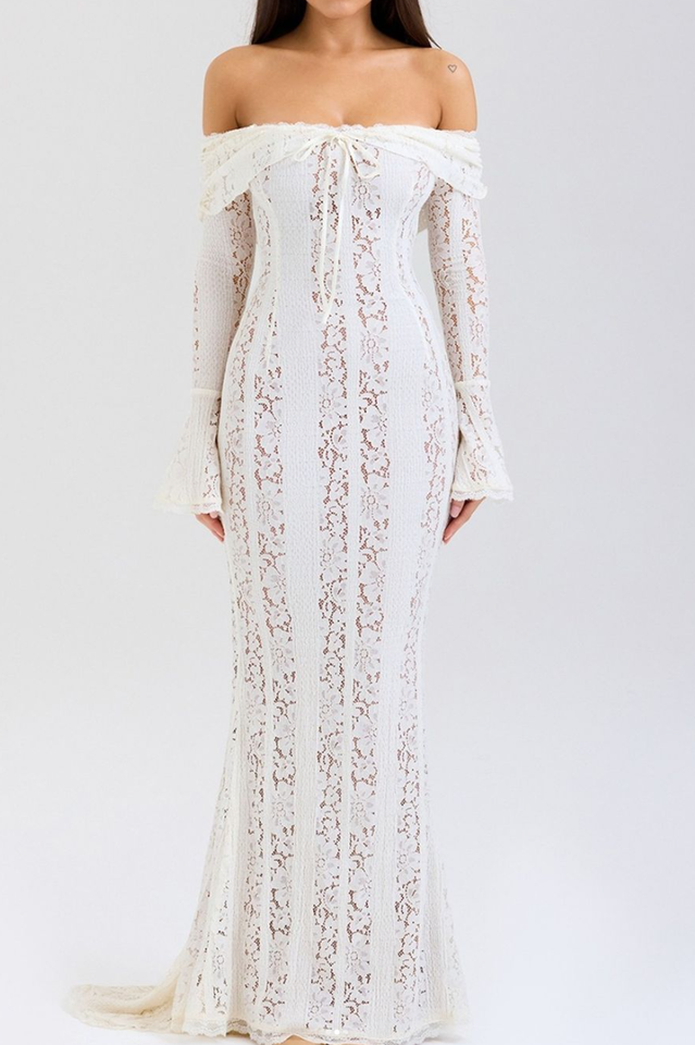 Belle Floral Lace Off Shoulder Maxi Dress | Dress In Beauty