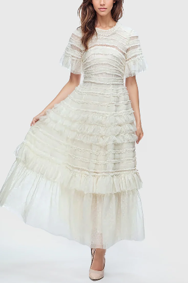 Harper Flutter Sleeve Tiered Midi Dress | Dress In Beauty