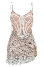 Sequin mini dress with corset detail - View 8 | WEUXS