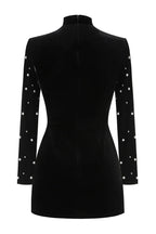 Black long sleeve beaded mini dress - View 8 | WEUXS