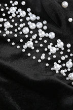 Black long sleeve beaded mini dress - View 9 | WEUXS