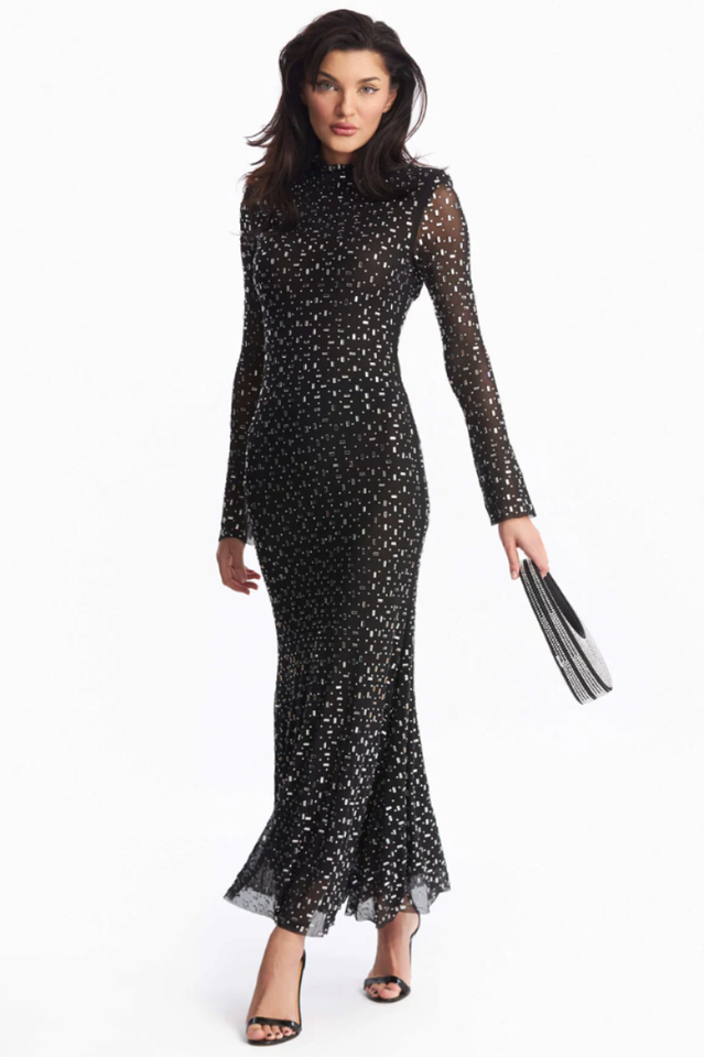 Crystal-Embellished Mesh Maxi Dress | Dress In Beauty