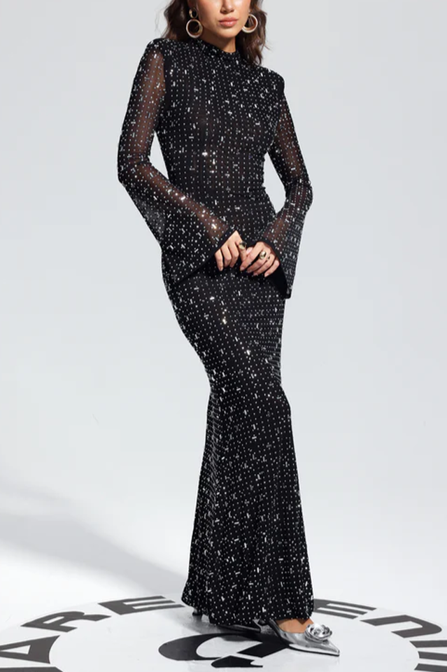 Crystal-Embellished Mesh Maxi Dress | Dress In Beauty