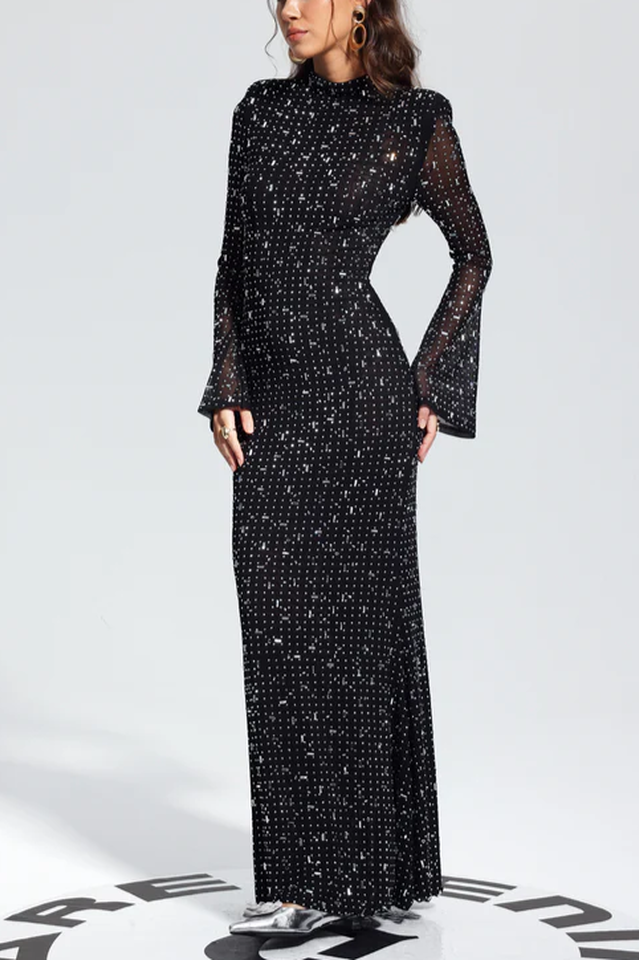 Crystal-Embellished Mesh Maxi Dress | Dress In Beauty