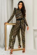 Agatha Long Sleeve Rhinestone Pantsuit | Dress In Beauty