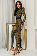Agatha Long Sleeve Rhinestone Pantsuit | Dress In Beauty