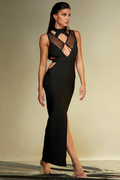 Simone Black Bandage Long Dress | Dress In Beauty