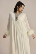 Yvonne Diamante Feathered Pleated Dress | Dress In Beauty