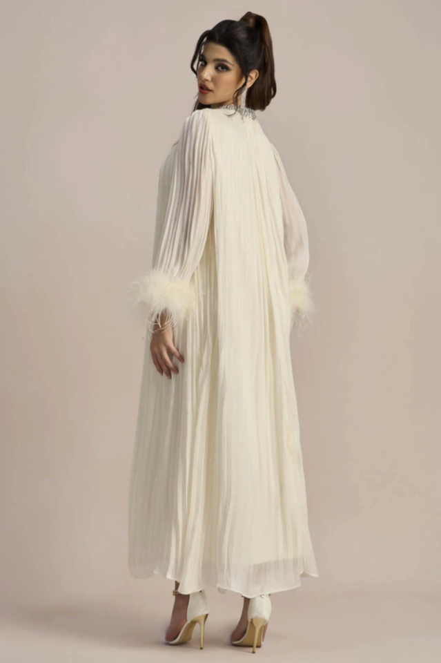 Yvonne Diamante Feathered Pleated Dress | Dress In Beauty