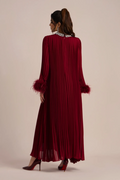 Yvonne Diamante Feathered Pleated Dress | Dress In Beauty