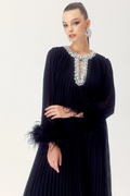 Yvonne Diamante Feathered Pleated Dress | Dress In Beauty