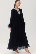 Yvonne Diamante Feathered Pleated Dress | Dress In Beauty