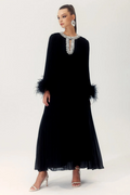 Yvonne Diamante Feathered Pleated Dress | Dress In Beauty