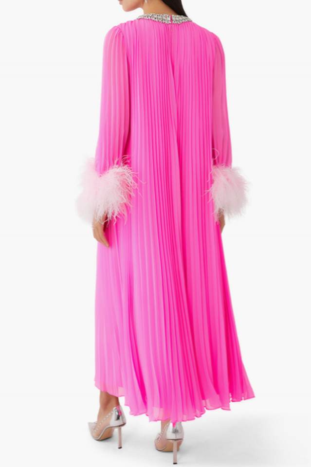 Yvonne Diamante Feathered Pleated Dress | Dress In Beauty