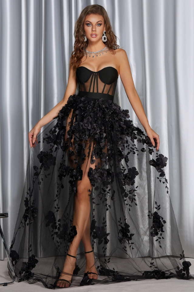 Saffronia Strapless Flower Long Dress | Dress In Beauty