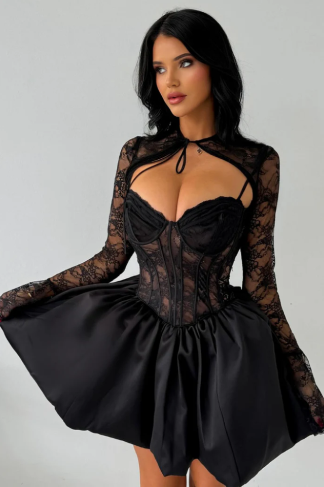 Lace Bolero & Corset Flare Minidress Set | Dress In Beauty