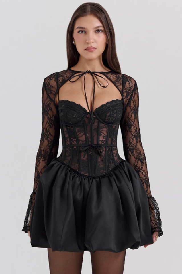 Lace Bolero & Corset Flare Minidress Set | Dress In Beauty