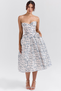 English Porcelain Print Strapless Sundress | Dress In Beauty