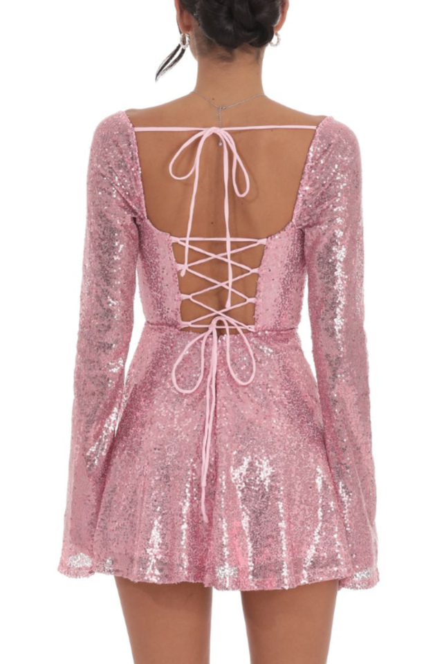 Sequin Flare Dress in Rose Gold | Dress In Beauty