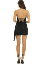 Strapless Sequin Tassel Corset Dress - WEUXS