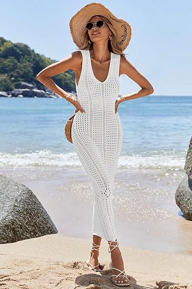 Hollow Out Sleeveless Sweater Dress | Dress In Beauty