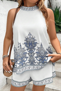 Plus Paisley Print Halter Top & Shorts | Dress In Beauty