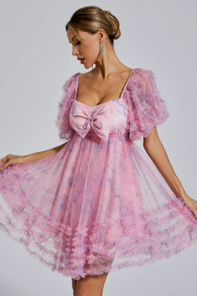 Raquel Bubble-Sleeve Mini Dress | Dress In Beauty