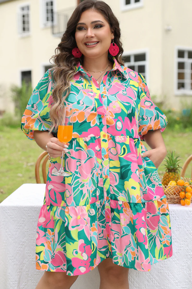 Floral Collar Buttoned Babydoll Dress | Dress In Beauty