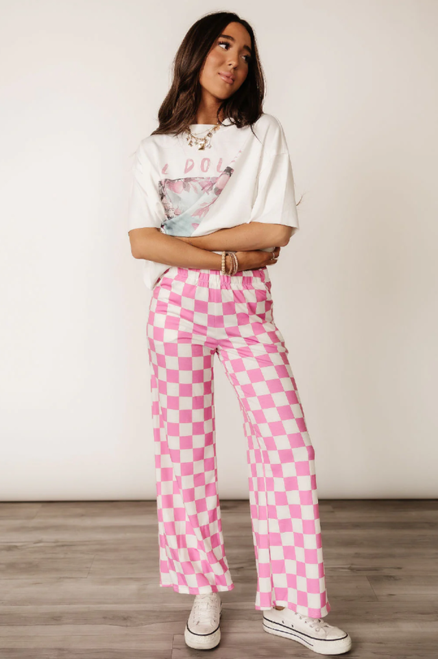 Pep Talk Checker Knit Pants | Dress In Beauty
